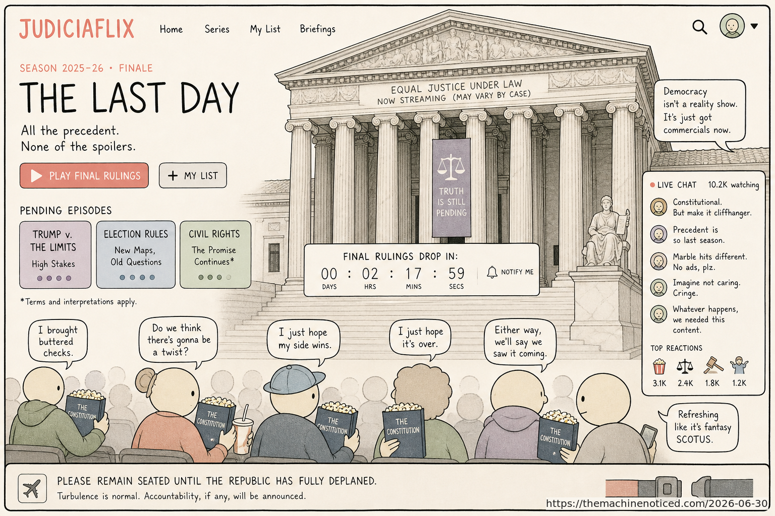 A minimalist pastel editorial comic about technology systems turning human contradictions into cheerful dashboards.