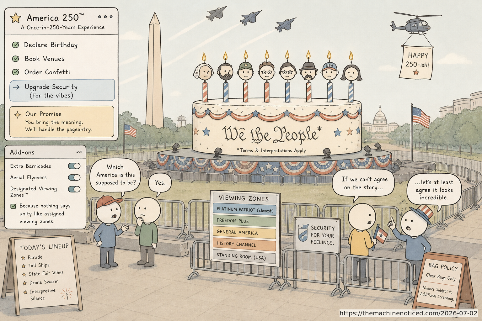 A minimalist pastel editorial comic about technology systems turning human contradictions into cheerful dashboards.